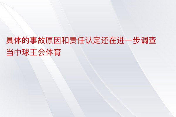 具体的事故原因和责任认定还在进一步调查当中球王会体育